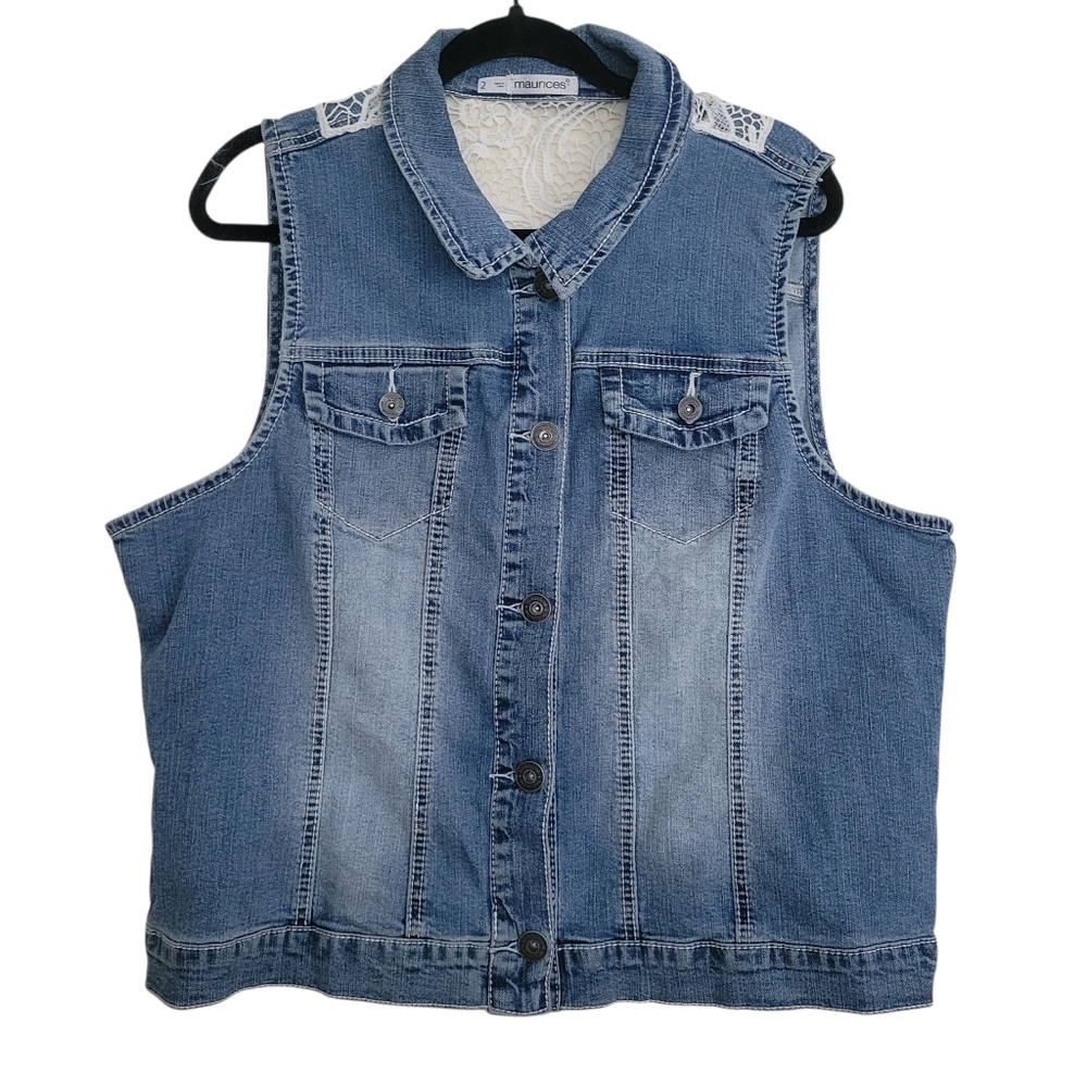 Maurices Blue Denim Sleeveless Jacket